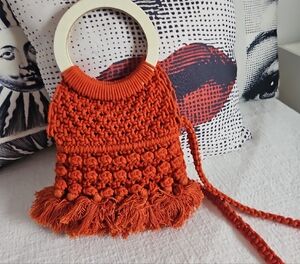 Cleobella Red Crosbody  Mini Bag with Fringe Tassels